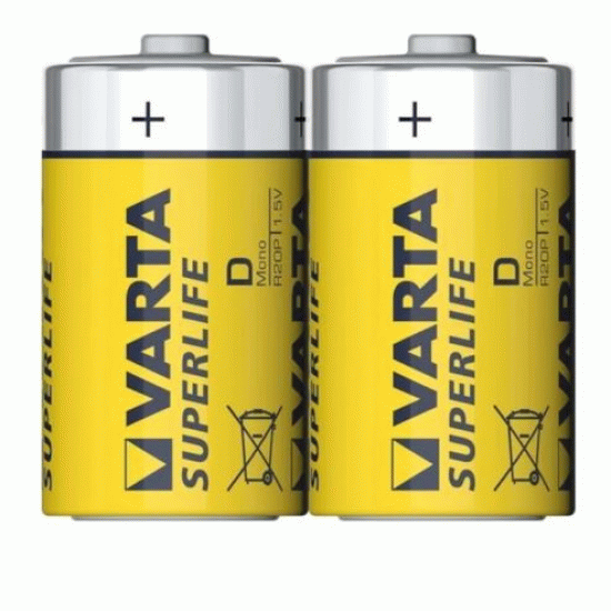 Батерия 1.5V, VARTA SUPERLIFE, D, Цинк, фолио 2 бр