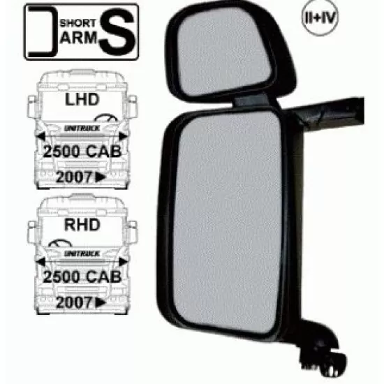 Огледало основно двойно RH с нагревател и ел. управление, II + IV късо рамо, 650X290MM -Scania 94/124/144-; SCANIA P,G,R,T - series(04- )(09- )
