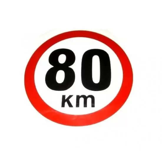 Стикер 80 км, жълт, Ф100 мм