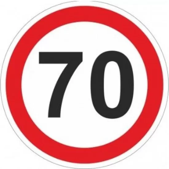 Стикер 70 км, бял, Ф100 мм