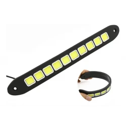 Светлини дневни LED, гумена основа, DRL 12V, 10W, 500LM, 6500K