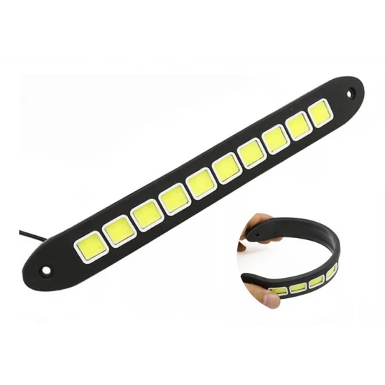 Светлини дневни LED, гумена основа, DRL 12V, 10W, 500LM, 6500K