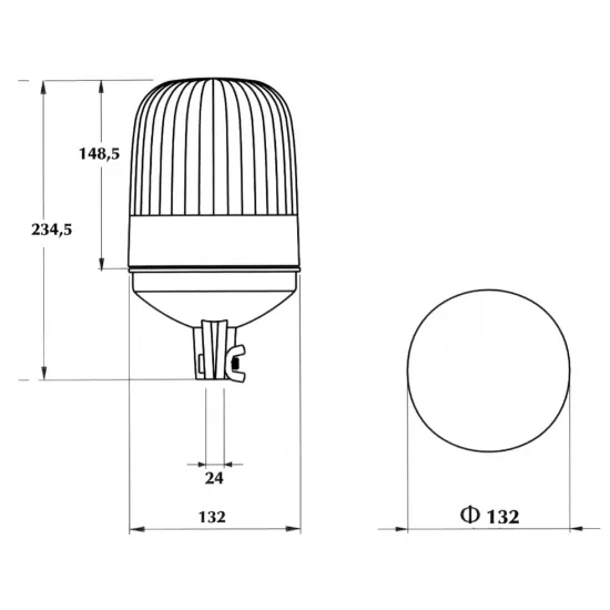 Маяк тип тръба, въртящ се, Н3 оранжев 12V