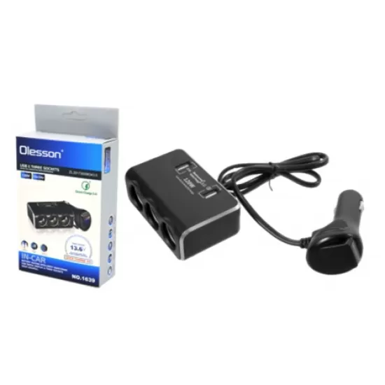 Разклонител за запалка с USB 12/24V с волтметър