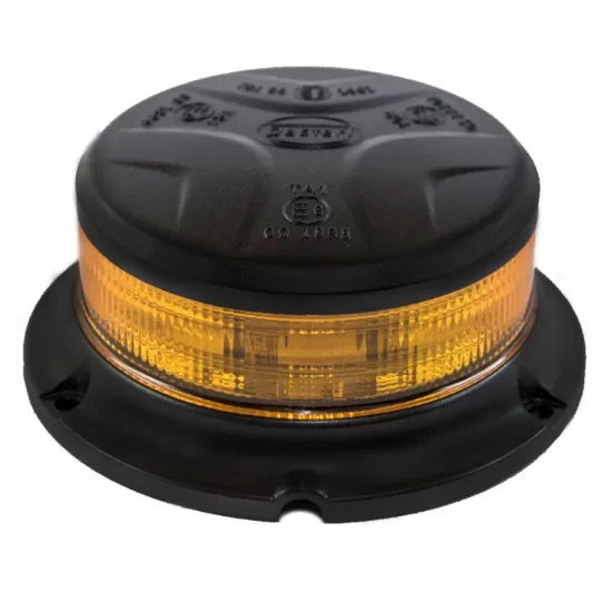 Маяк жълт LED, 10 режима,равна основа,10-30V DC