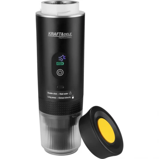Кафемашина преносима, 125W, 20bar, с батерия 8400mAh, загрява до 90°C, резервоар 80 ml, Зарядно напрежение 5V  2A
