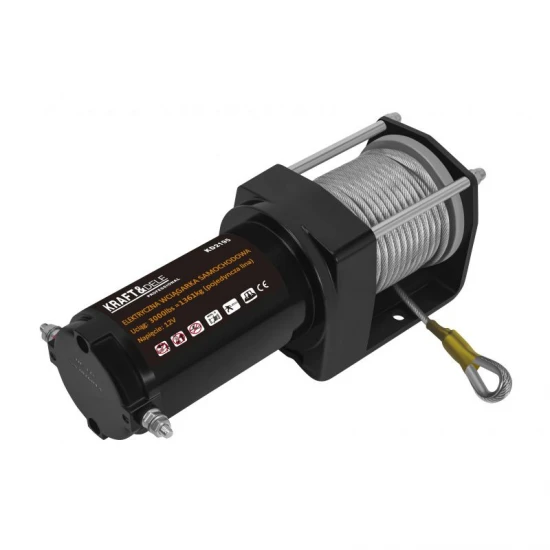 Лебедка електрическа за автомобили 12V, 1500W, въже 13.5 m, ф 4.8 mm, 1361KG № KD2195 - Kraft & Dele