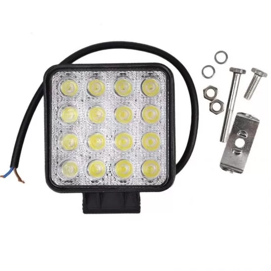 Фар работен универсален правоъгълен със стойка 48W,16 LED,12/24V-бял